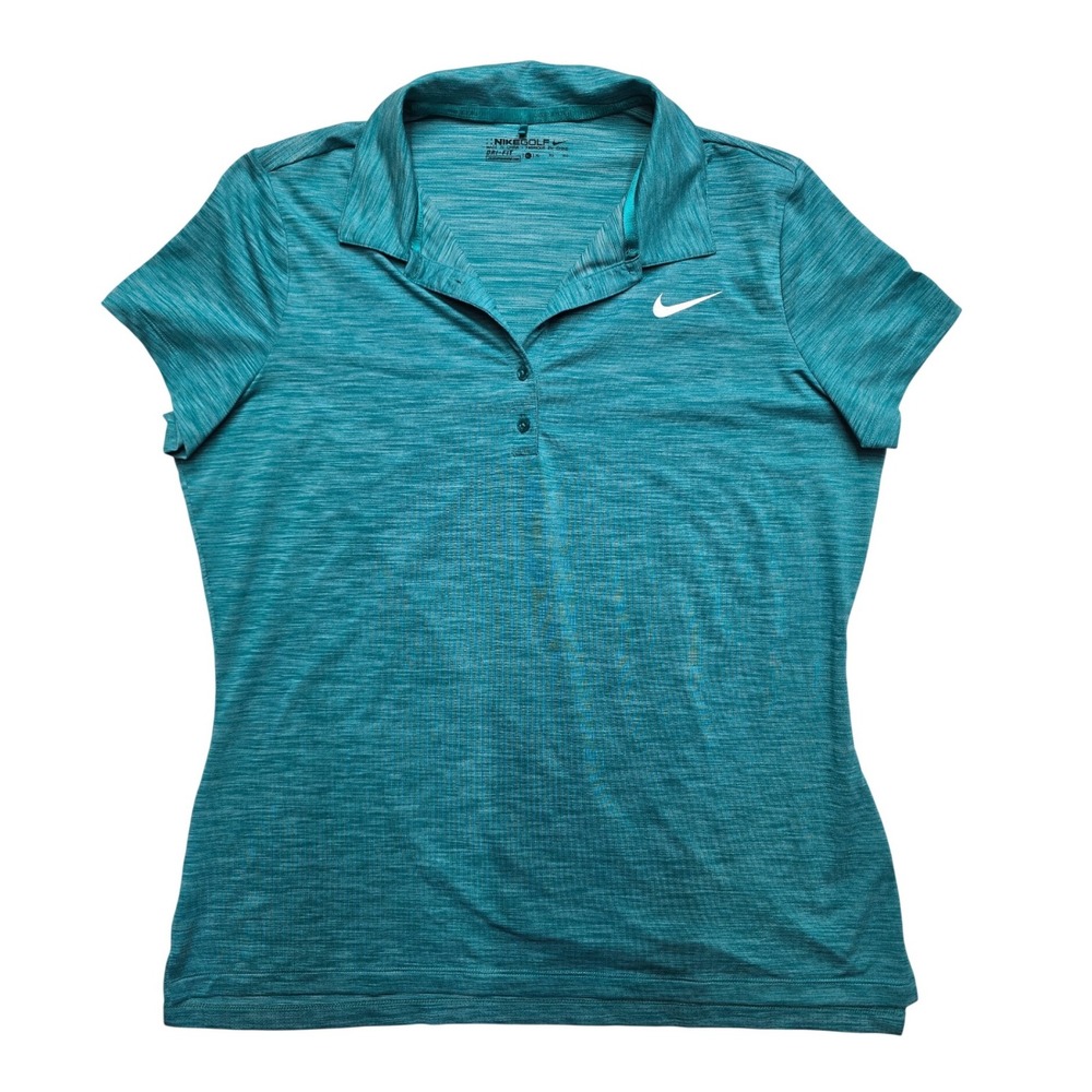 Nike Golf Dri-Fit Polo Shirt Womens XL Teal Green Short Sleeve Heathered Active